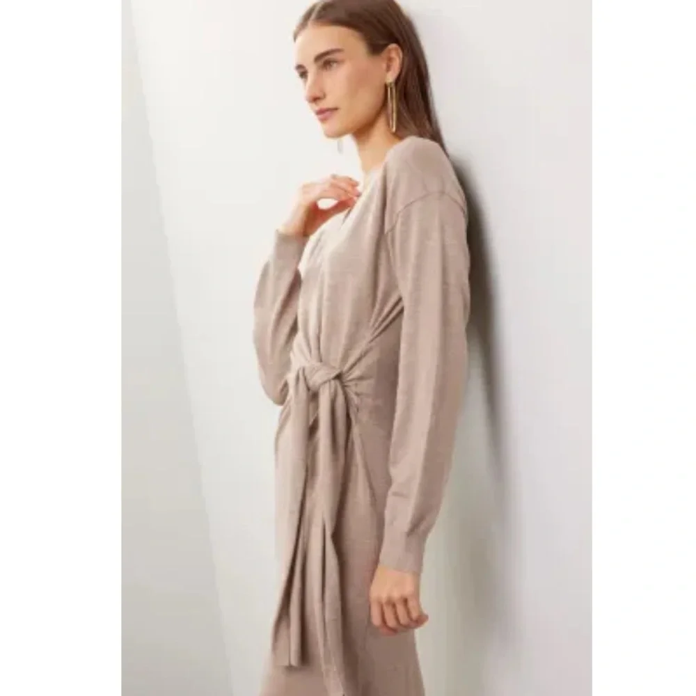 Modern Citizen Lenese Midi Sweater Dress Tie Waist Long Sleeve - Picture 4 of 12